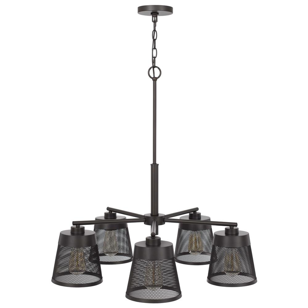60W X 5 Hampton Metal Chandelier With Mesh Shades