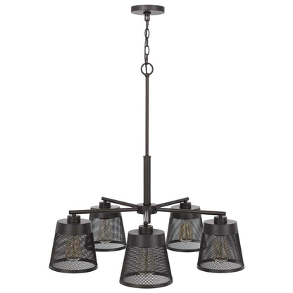 60W X 5 Hampton Metal Chandelier With Mesh Shades