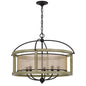 Palencia Rubber Wood Round Chandelier With Organza Shade