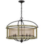 Palencia Rubber Wood Round Chandelier With Organza Shade