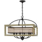 Palencia Rubber Wood Square Chandelier With Organza Shade