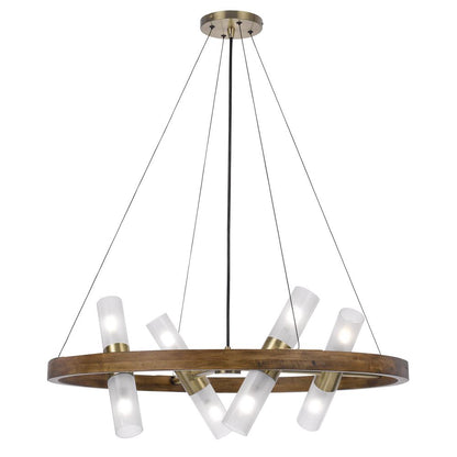 40W X 8 Hempstead Birch Wood Cylinder Chandelier