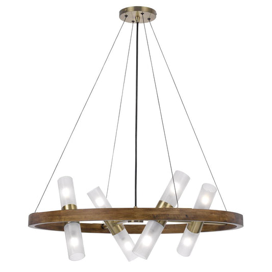 40W X 8 Hempstead Birch Wood Cylinder Chandelier