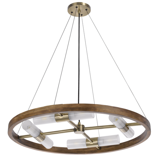 40W X 8 Hempstead Birch Wood Cylinder Chandelier