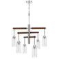 60W X 6 Massillon Rubber Wood Chandelier With Hanging Bulbbed Glass Shades