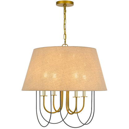 60W x 4 Eupora metal chandelier with burlap shade