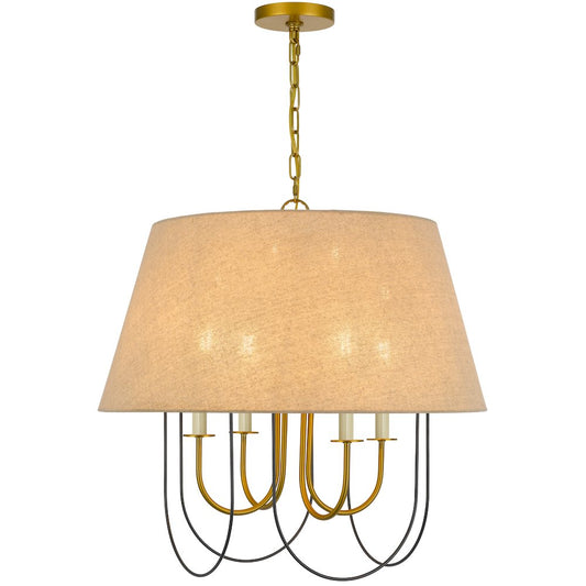 60W x 4 Eupora metal chandelier with burlap shade