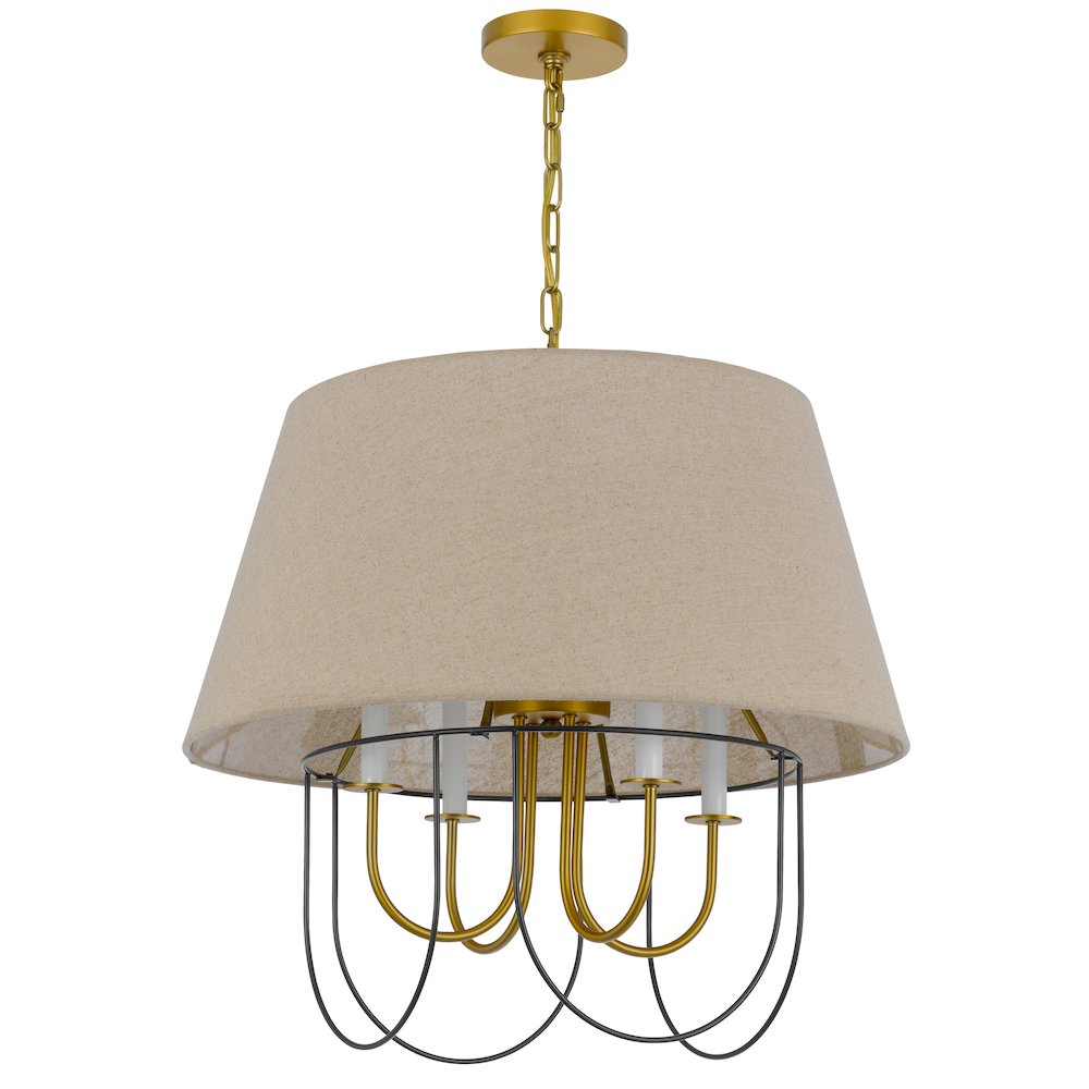 60W x 4 Eupora metal chandelier with burlap shade