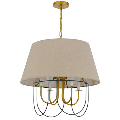 60W x 4 Eupora metal chandelier with burlap shade