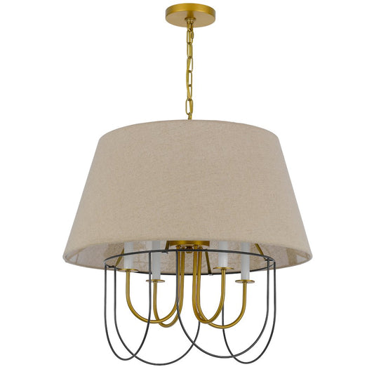 60W x 4 Eupora metal chandelier with burlap shade