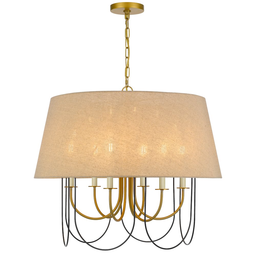 60W x 6 Eupora metal chandelier with burlap shade