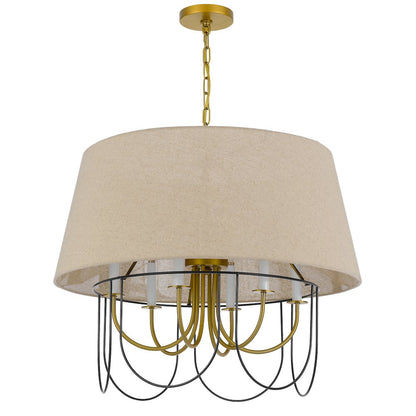 60W x 6 Eupora metal chandelier with burlap shade