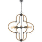60W x 8 Tahoka metal chandelier with burlap wrapped frame