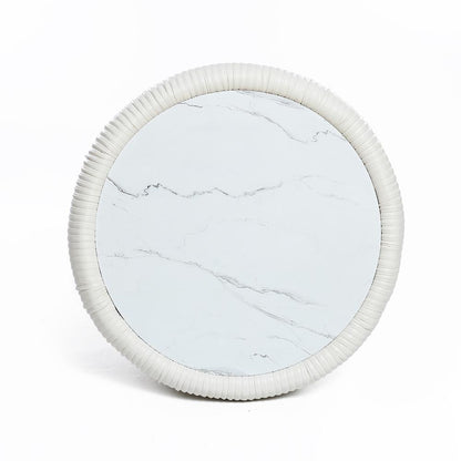 15.8" H White Round Side Table