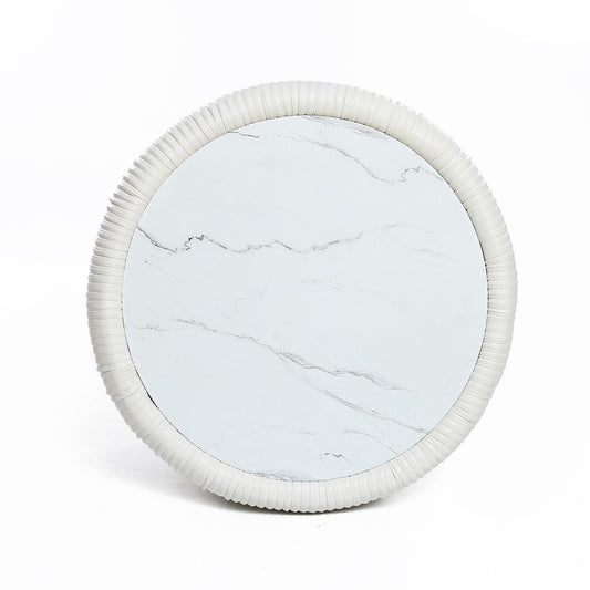 15.8" H White Round Side Table