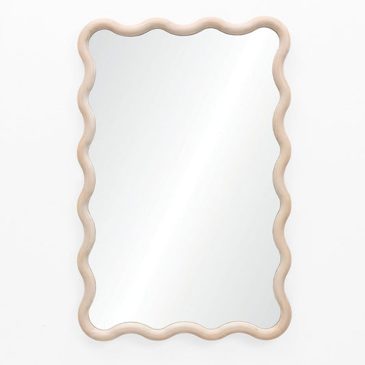 39.25-Inch Rectangular Natural Pine Wood Decorative Frame Accent Wall Mirror