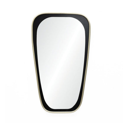 30-Inch Tall Oblong Slim Black with Gold Iron Metal Frame Wall Mirror