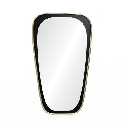 30-Inch Tall Oblong Slim Black with Gold Iron Metal Frame Wall Mirror