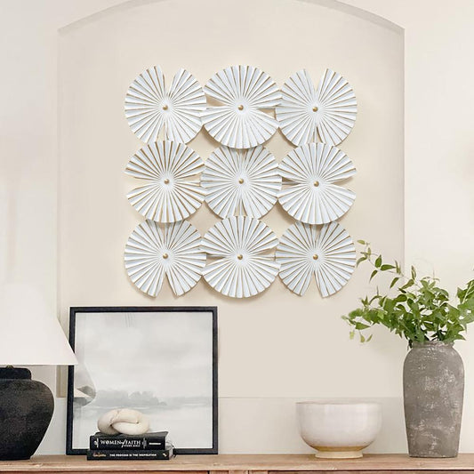 White and Gold Metal Abstract Seashell Wall Decor
