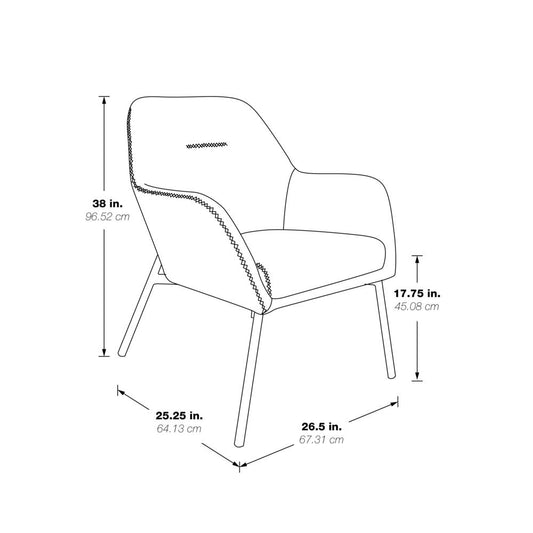 Brooks Accent Chair in Sand Faux Leather with Black Stitch and Black Legs, BRK-R43