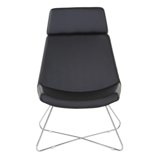 Geena Guest Chair in Dillon Black with Chrome Sled Base, GNA50400-R107