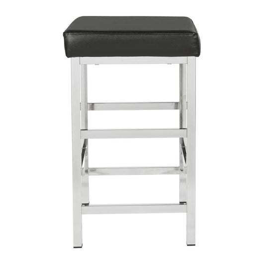 26" Backless Stool in Black Fabric with Polished Chromes Legs, MET1326C-BK