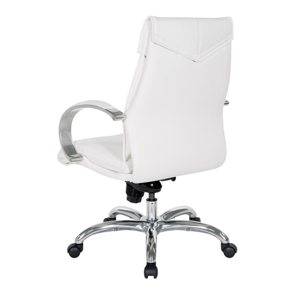 Deluxe Mid Back Executive Chair in Dillon Snow with Polished Aluminum Base and Padded Polished Aluminum Arms, 7251-R101