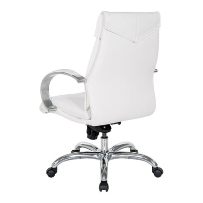 Deluxe Mid Back Executive Chair in Dillon Snow with Polished Aluminum Base and Padded Polished Aluminum Arms, 7251-R101