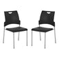 Straight Leg Stacking Chair With Black Plastic Seat & Back, 2-Pack