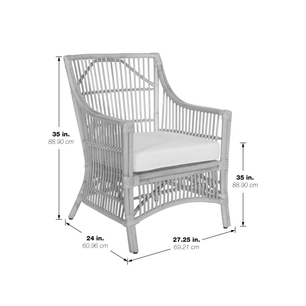Maui Chair with Cream Cushion and Grey Washed Rattan Frame, MAU-GRY
