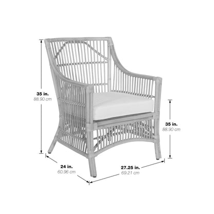 Maui Chair with Cream Cushion and Grey Washed Rattan Frame, MAU-GRY