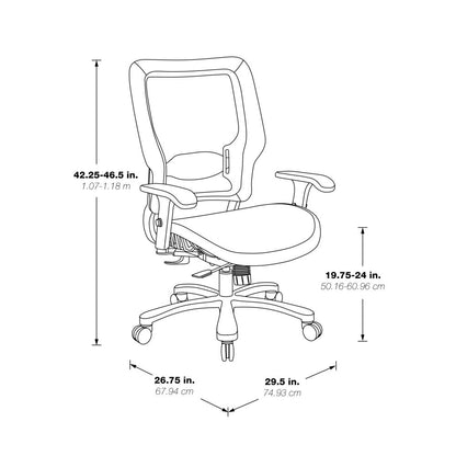 Air Grid Seat and Back Big & Tall Chair with Adjustable Lumbar Support, 2-Way Adjustable Arms and Aluminum Silver Base, 63-11A653R