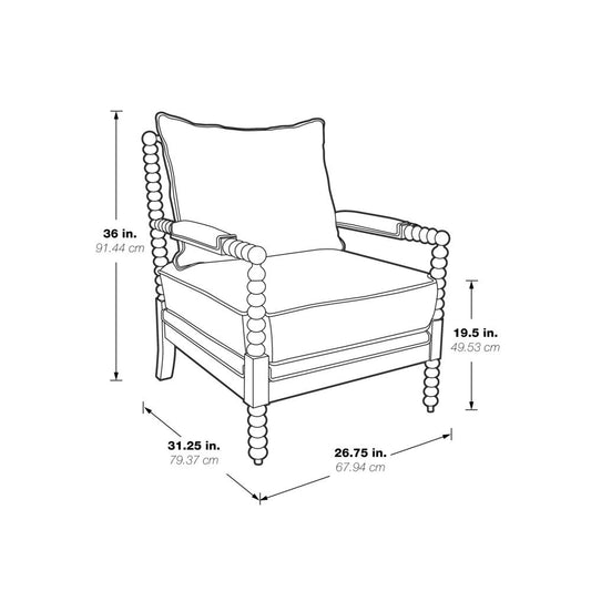 Fletcher Spindle Chair in Linen Fabric with Brush Charcoal Finish, FLR-L32