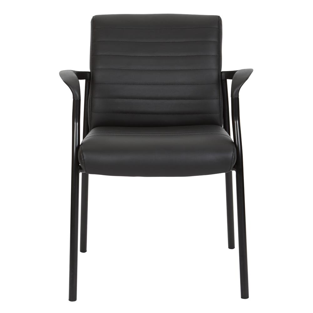 Guest Chair in Black Faux Leather with Black Frame, FL38610-U6