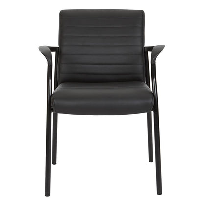 Guest Chair in Black Faux Leather with Black Frame, FL38610-U6