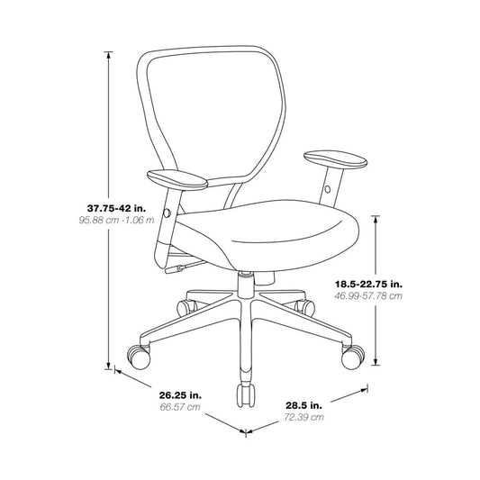Antimicrobial Dillon Black Seat and Back Task Chair with Adjustable Angled Arms and Nylon Base, 5500D-R107