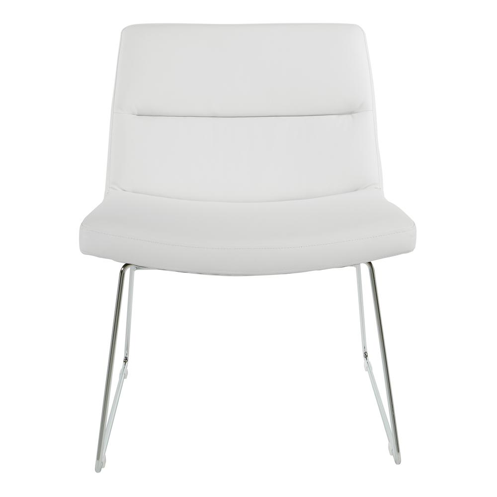 Thompson Chair in White Faux Leather with Chrome Sled Base, THP-U11