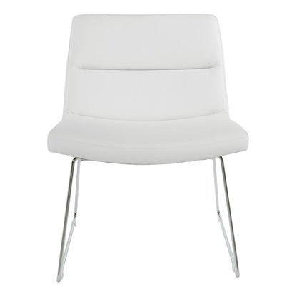 Thompson Chair in White Faux Leather with Chrome Sled Base, THP-U11