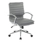 Mid-Back Manager’s Faux Leather Chair with Chrome Base, Removable Arm Sleeves.