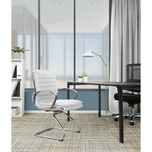 Guest Faux Leather Chair with Chrome Base and Includes Removable Arm Sleeves