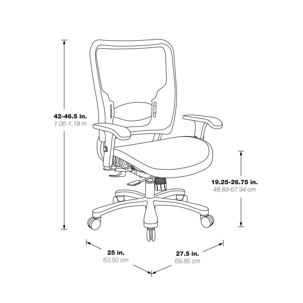 Air Grid Seat and Back Big & Tall Ergonomic Chair with Height Adjustable Lumbar Support, 2-Way Adjustable Arms and Industrial Steel Finish Base, 75-77A753