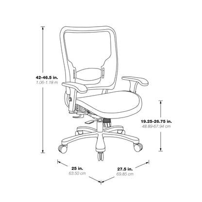 Air Grid Seat and Back Big & Tall Ergonomic Chair with Height Adjustable Lumbar Support, 2-Way Adjustable Arms and Industrial Steel Finish Base, 75-77A753