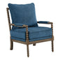Fletcher Spindle Chair in Navy Fabric with Brush Charcoal Finish, FLR-H16