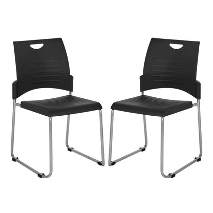 Stacking and Ganging Chairs with Black Plastic Seat and Back 2 Pack