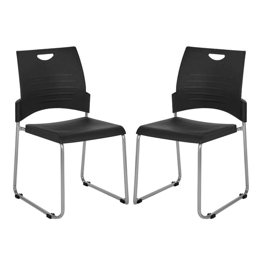 Stacking and Ganging Chairs with Black Plastic Seat and Back 2 Pack