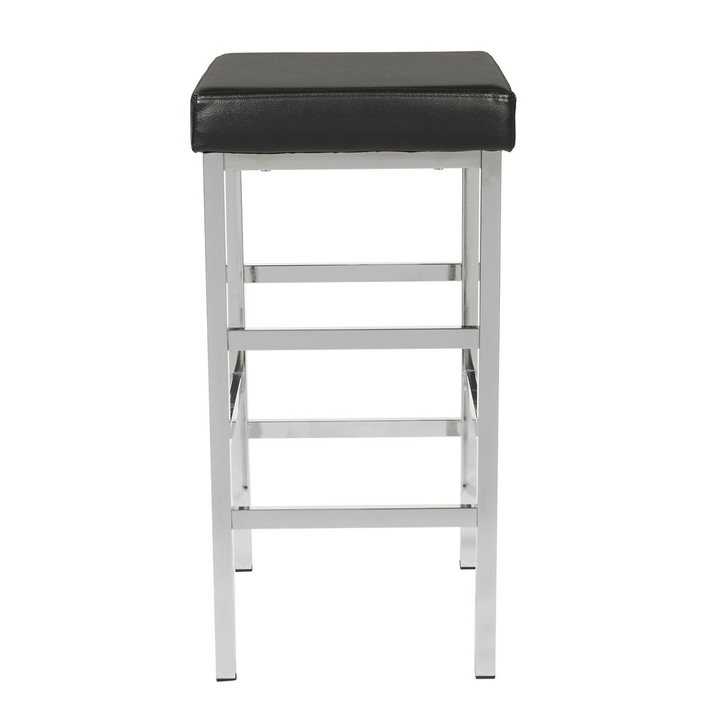 30in. Chrome Backless Stool in Black Vinyl, MET1330C-BK