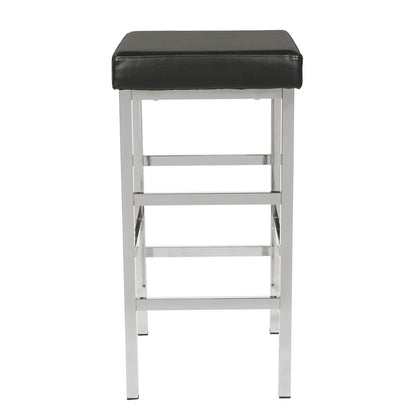 30in. Chrome Backless Stool in Black Vinyl, MET1330C-BK