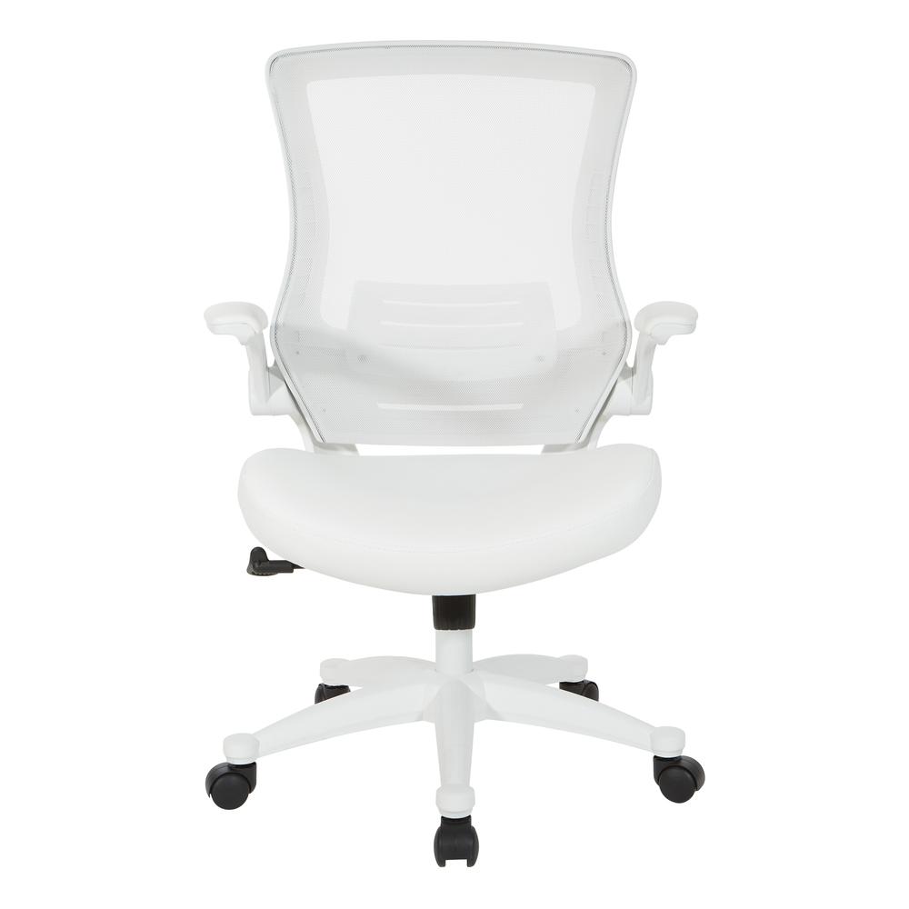 White Screen Back Manager's Chair in White Faux Leather, EM60926WH-U11