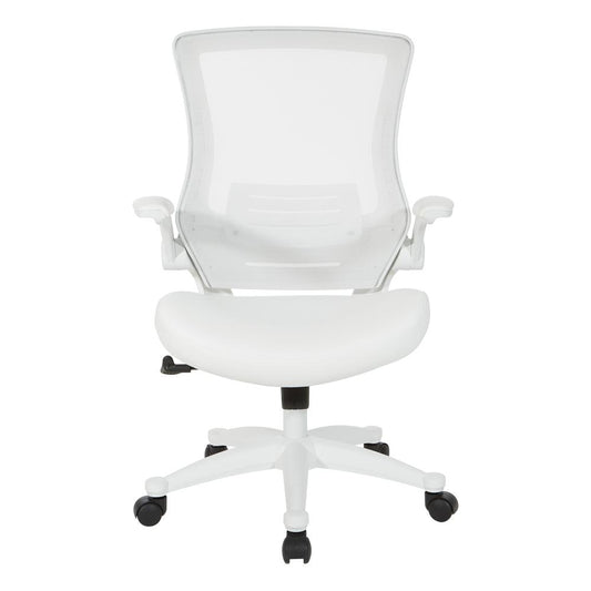 White Screen Back Manager's Chair in White Faux Leather, EM60926WH-U11