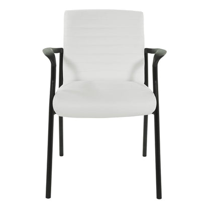 Guest Chair in White Faux Leather with Black Frame, FL38610-U11